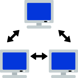 Foto dos 3 computadores interligados